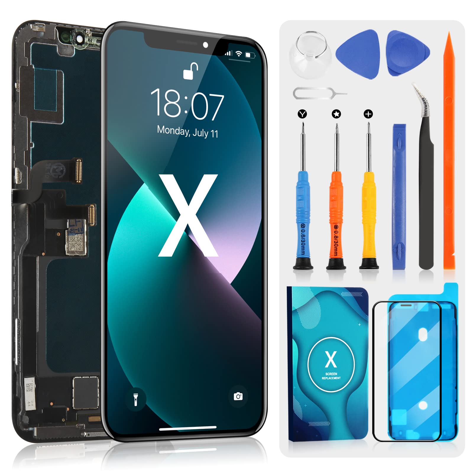 SUNKONG For iPhone X Screen Replacement Kit, 5.8