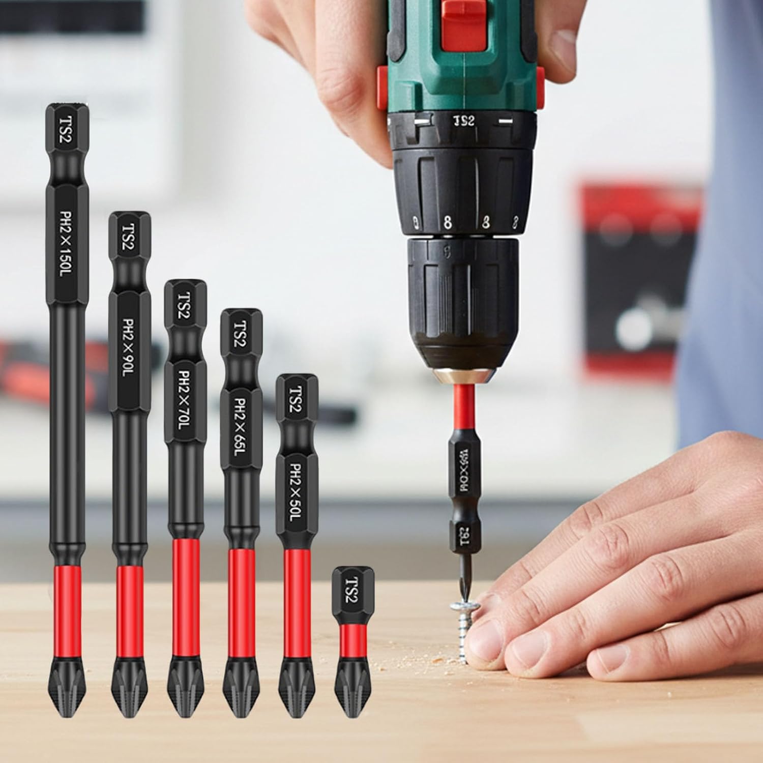 12Pcs Screwdriver Bit Set, S2 Steel Impact Driver Bits for for Power Tools and DIY Projects(25/50/65/70/90/150mm)