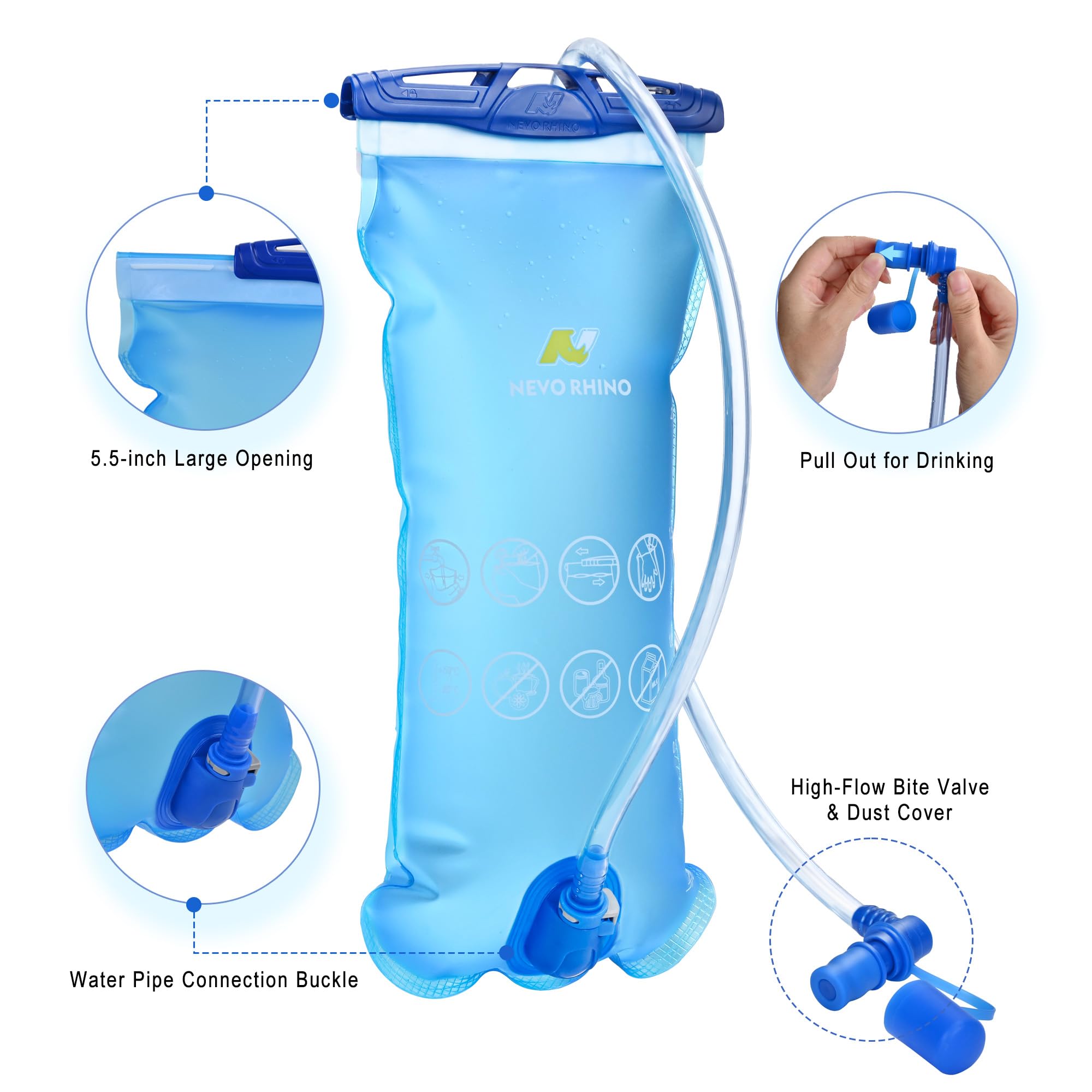 Mochila de hidratación ligera, mochila para correr con bolsa de agua de 2 L, mochila Hydro Water para ciclismo, senderismo, rave, para hombres y mujeres