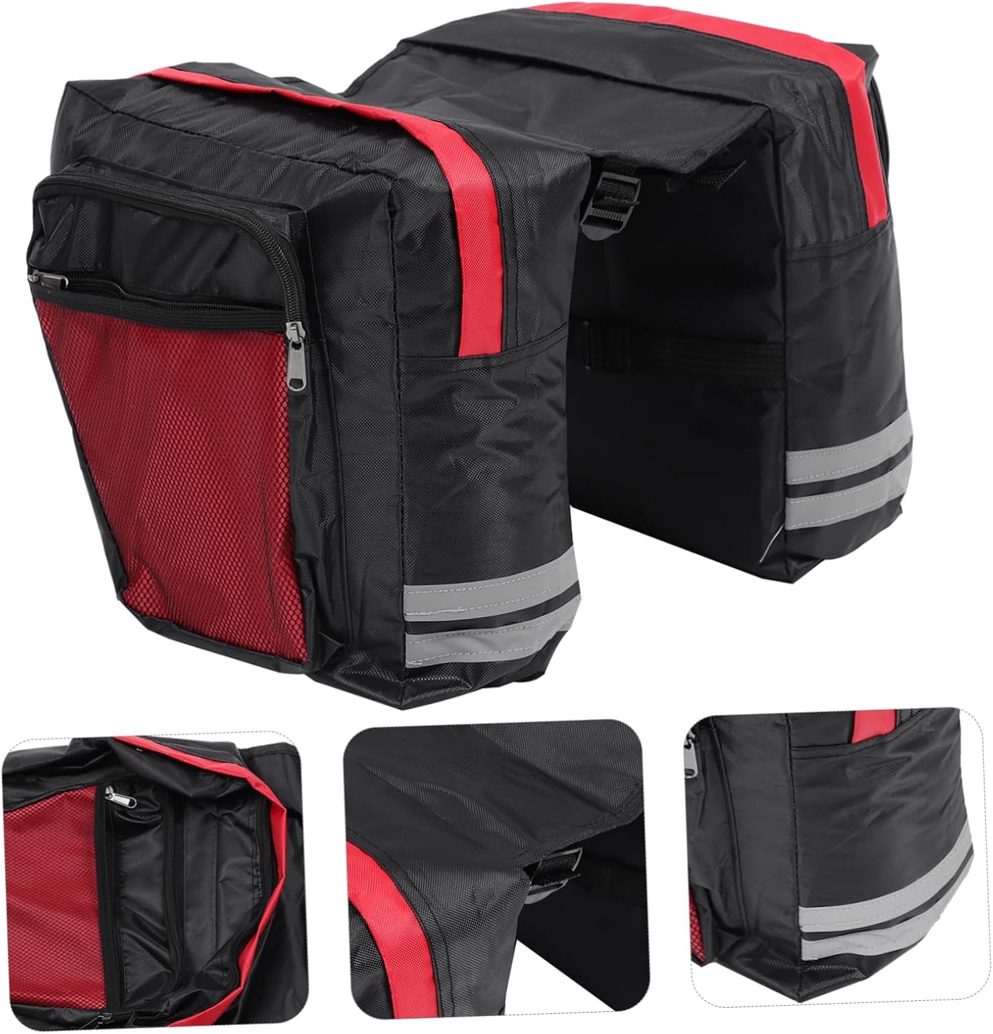 Bicycle Rear Rack Pouch Bike Sundries Carrier with Reflective Strips for Night Riding Easy Install Cycling Back Shelf Bag for Mountain and Road Bikes