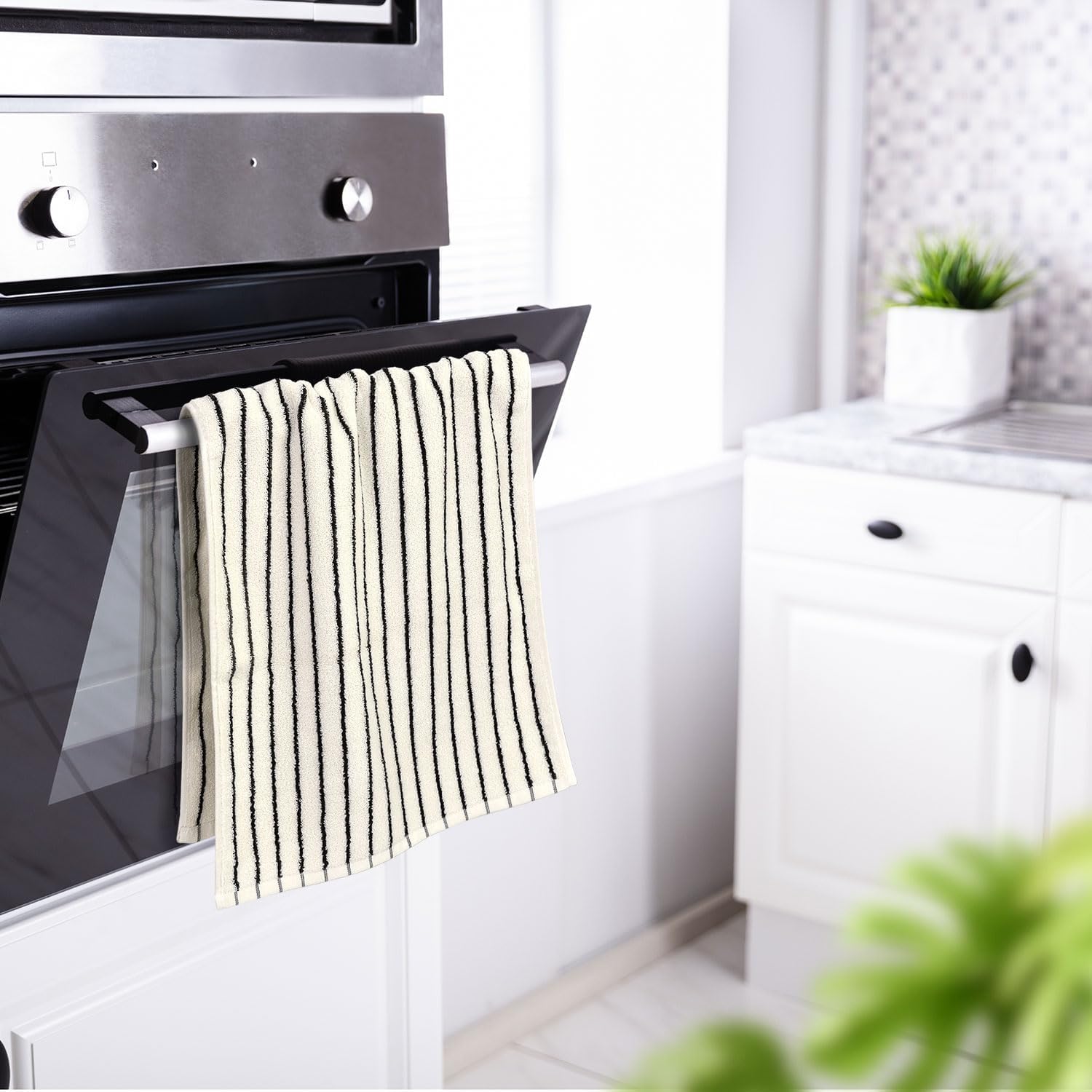 Jacquotha Hand Towels 4 Pack, Cotton Face Towels for Bathroom & Spa Days, Decorative Black Stripes for Kitchen Decor, 14” x 29” - Image 8