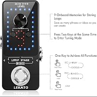 LEKATO Gitár Looper Pedál 9 Hurokkal, 40 Perces Felvételi Idővel, Beépített Hangoló, Korlátlan Overdub Funkció Elektromos Gitárhoz és Basszu 6