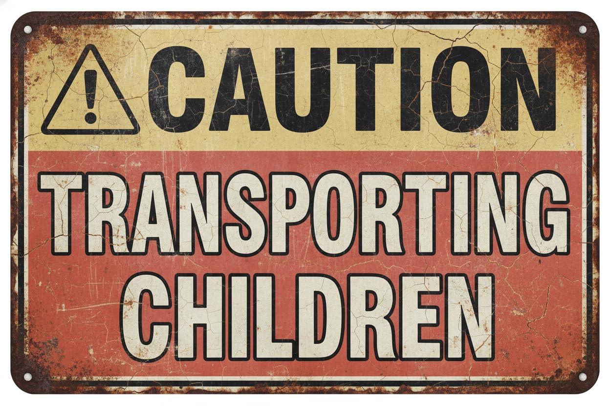 Wall Decor Caution Transporting Children Decal 8x12Inch Vintage Signs Aluminum Plates Printed