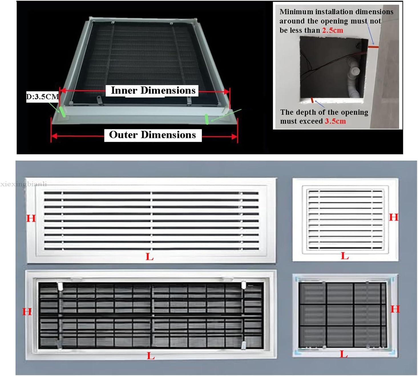 Louvered Aluminium Alloy Vent Covers - 18"x36" AC Register Grilles & Boat Inspection Panels - Hinged Switch Mesh Grille for Marine Use & HVAC Systems