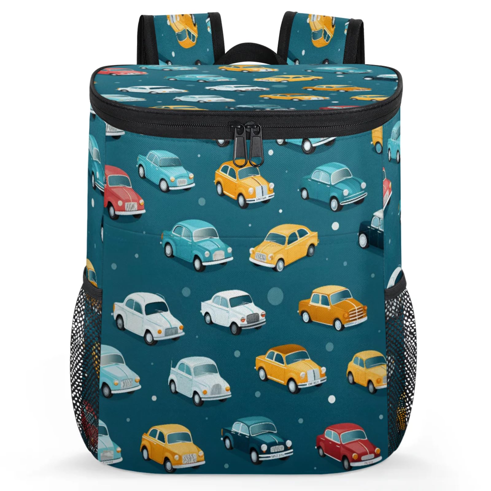 CNNINGYI Large Waterproof Insulated Cooler Backpack for Men Women, Cars Theme Leak Proof Cooler Backpack for Camping, Picnic Travel Outdoor, Cars Print