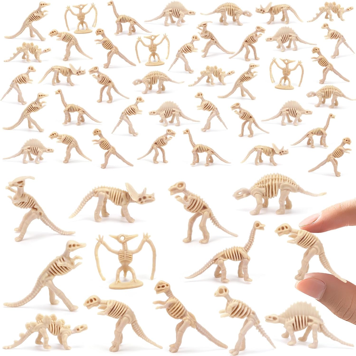 SAYAYA 100 Pieces Dinosaur Fossil Skeletons Mini Dinosaur Skeleton Figures Plastic Dino Bones Science Play Dino Sand Dig Party Favor Cake Topper Decoration