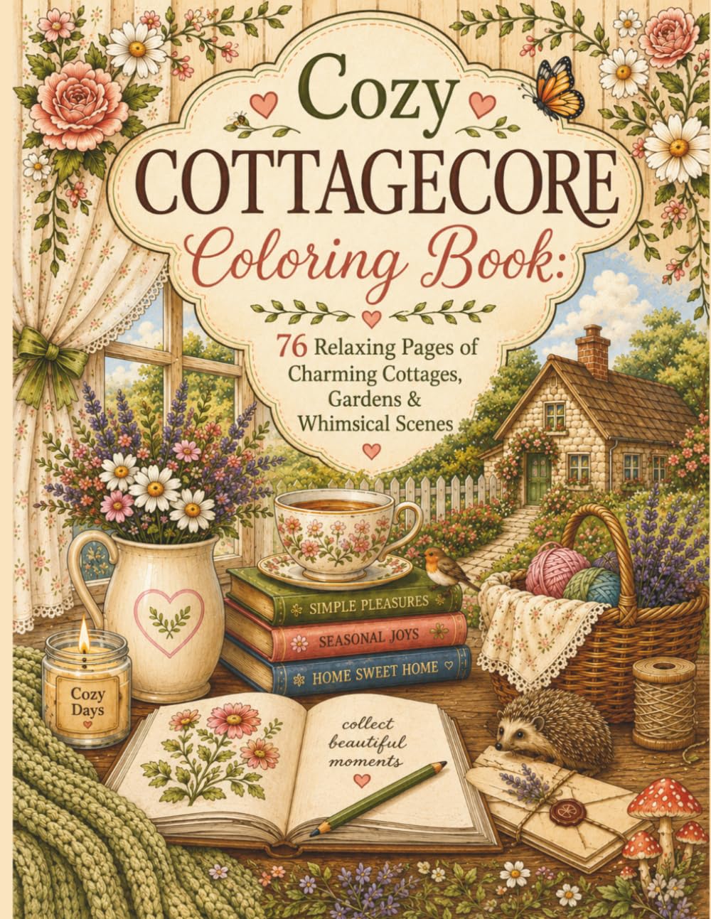 Cozy Cottagecore Coloring Book: 76 Relaxing Pages of Charming Cottages, Gardens & Whimsical Scenes: A Stress-Relieving Coloring Book for Teens, Adults, and Cottagecore Lovers