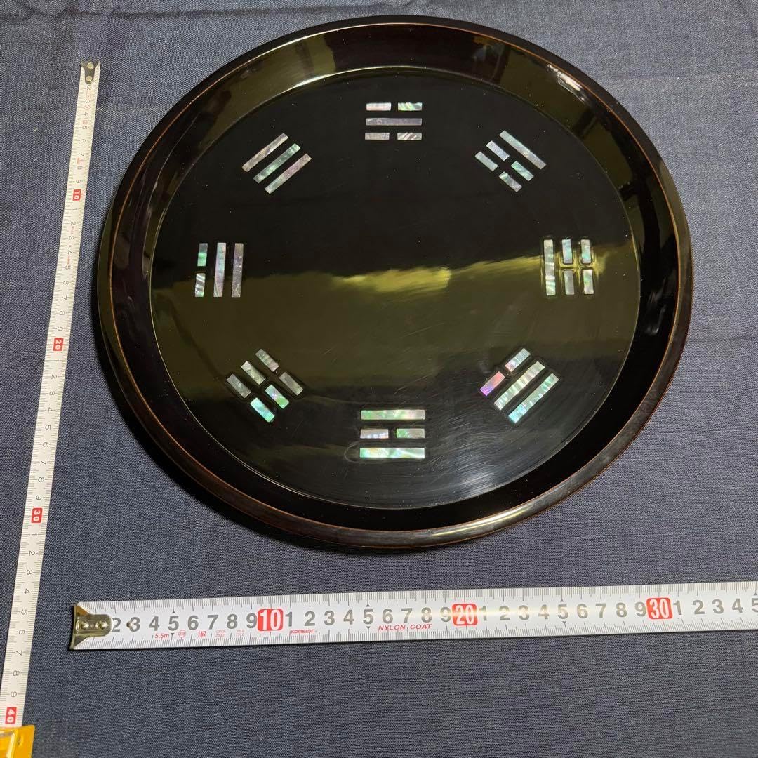 八卦盆 c179 八掛盆 真塗 貝入 螺鈿 紙箱 茶道具 古物 ほぼ未