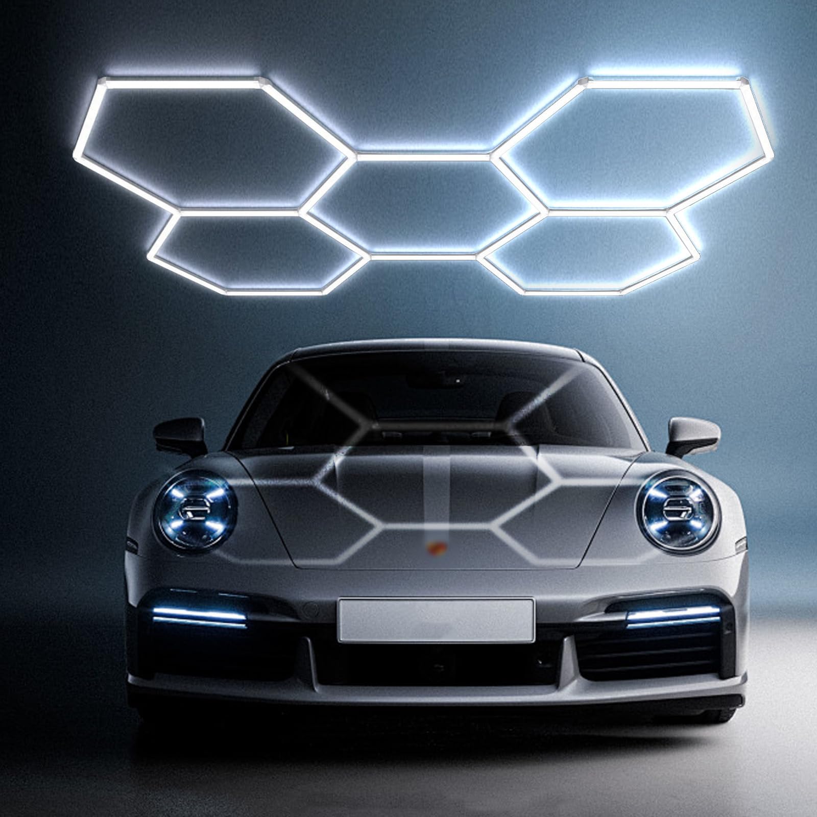 TAUDUDE Hexagon Garage Light - 5Hex Super Bright Car Detailing LED Shop Lights, Linkable Tube Lights for Auto Beauty Car Detailing Shops, Workshop, Warehouse, Gym Basement Wash Room