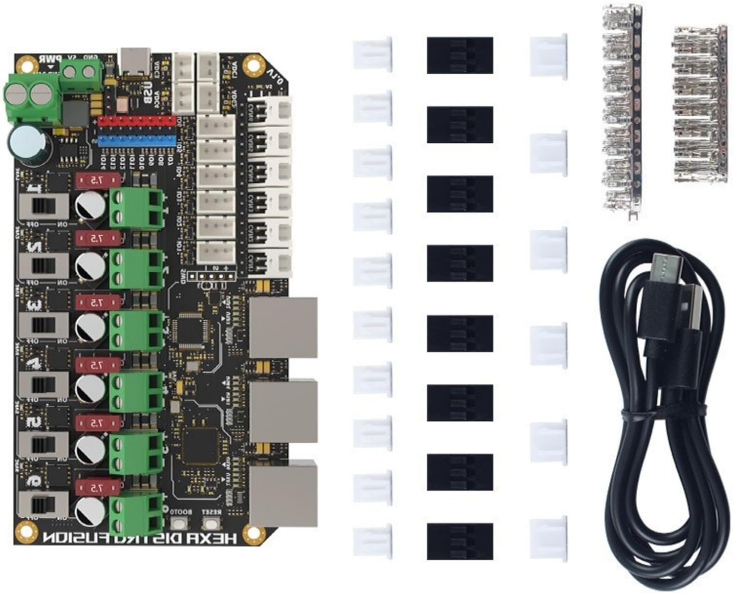 オートメーションホールセンサー互換モジュール用の調整可能な7.5A出力を備えたモジュラー6チャンネルUSB拡張ボード