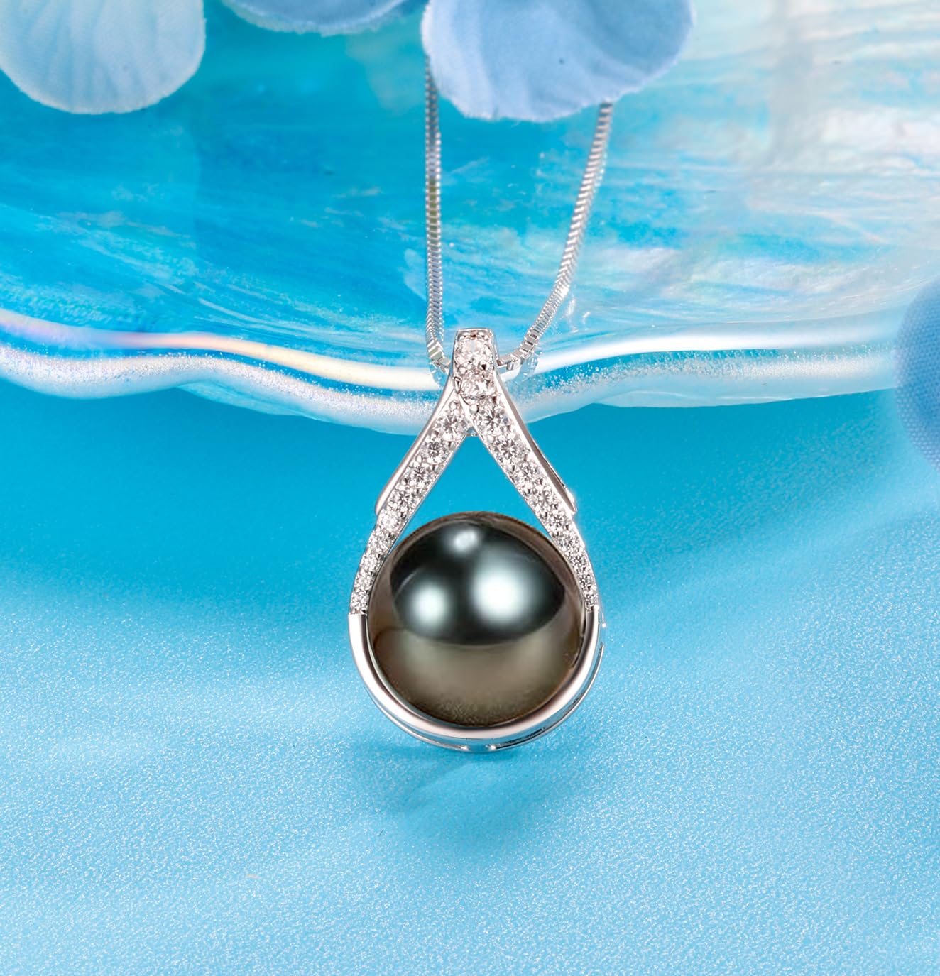 Regalos para esposa, aniversario, día de la madre, collar de perlas negras de Tahití, regalo para mujeres, cumpleaños, Navidad, día de San Valentín, regalos para ella, regalos de joyería