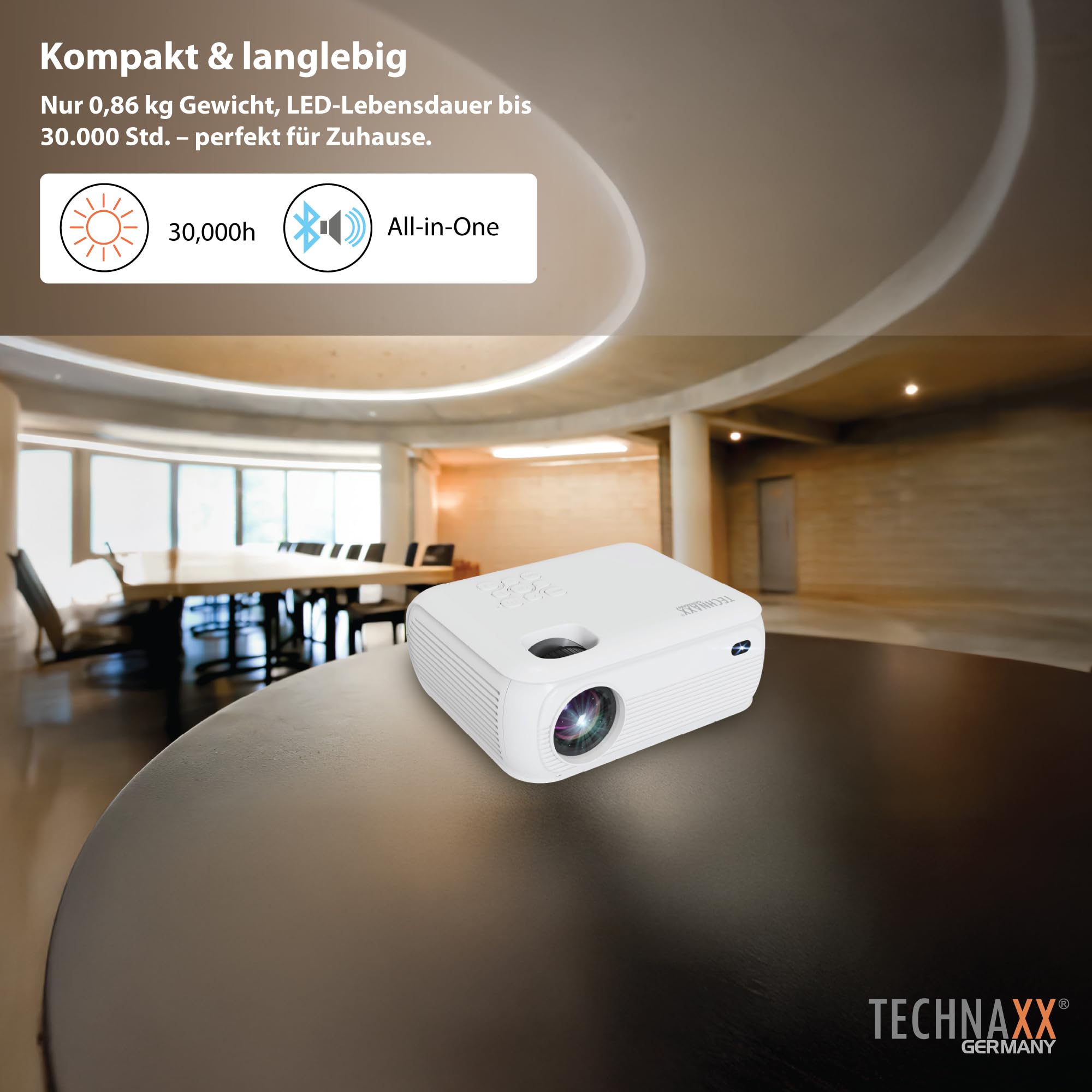 technaxx Beamer TX-332 – Native 1080P Full HD Projektor mit offizieller Netflix Lizenz – Bild – 200 ANSI Lumen – WLAN & Bluetooth – HDMI USB – Lautsprecher – LED 30.000h – Mini Smart-Projektor – Bild 6