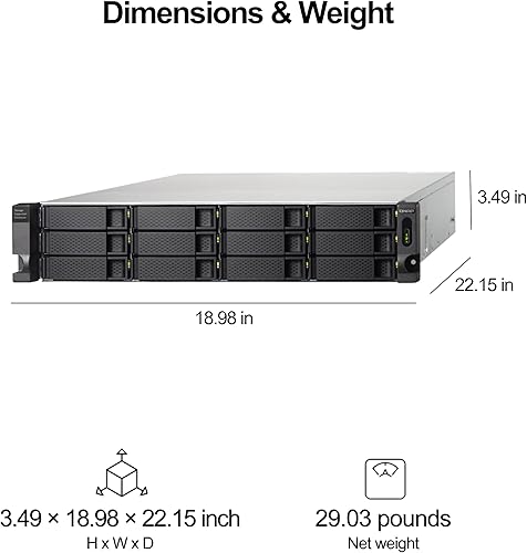 Miniatura 3 de QNAP TL-R1200C-RP Caja de almacenamiento JBOD de 12 bahías para montaje en rack con conectividad USB 3.2 Gen 2 Tipo-C, fuente de alimentación