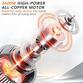 Concrete Grinder 3600W - Professional 4-Head Floor Polishing Machine, 600-3000 RPM for Wall and Floor Sanding, Ideal for Metal, Tile and Finishes