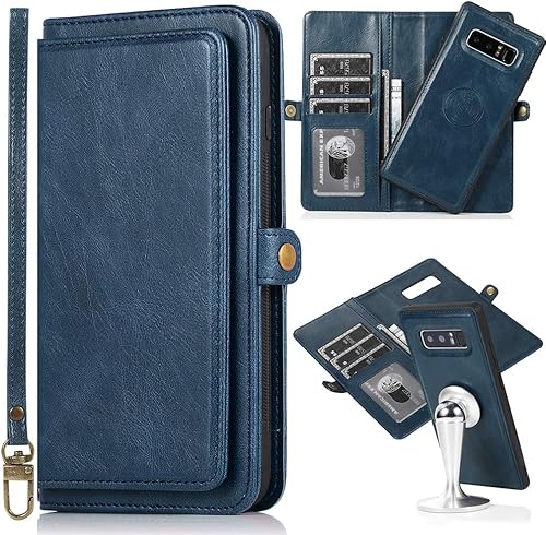 KUDEX Funda tipo cartera para Galaxy Note 8 para mujer, Note 8 con tarjetero, 2 en 1, desmontable, de piel magnética, extraíble, interior de TPU,