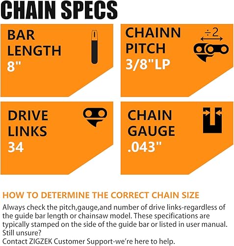 Miniatura 2 de DeWalt - Paquete de 3 cadenas de sierra de poste de 8 pulgadas, 34DL, 38 pulgadas, paso LP, calibre .043 pulgadas para DeWalt DCPS620B DCPS623B