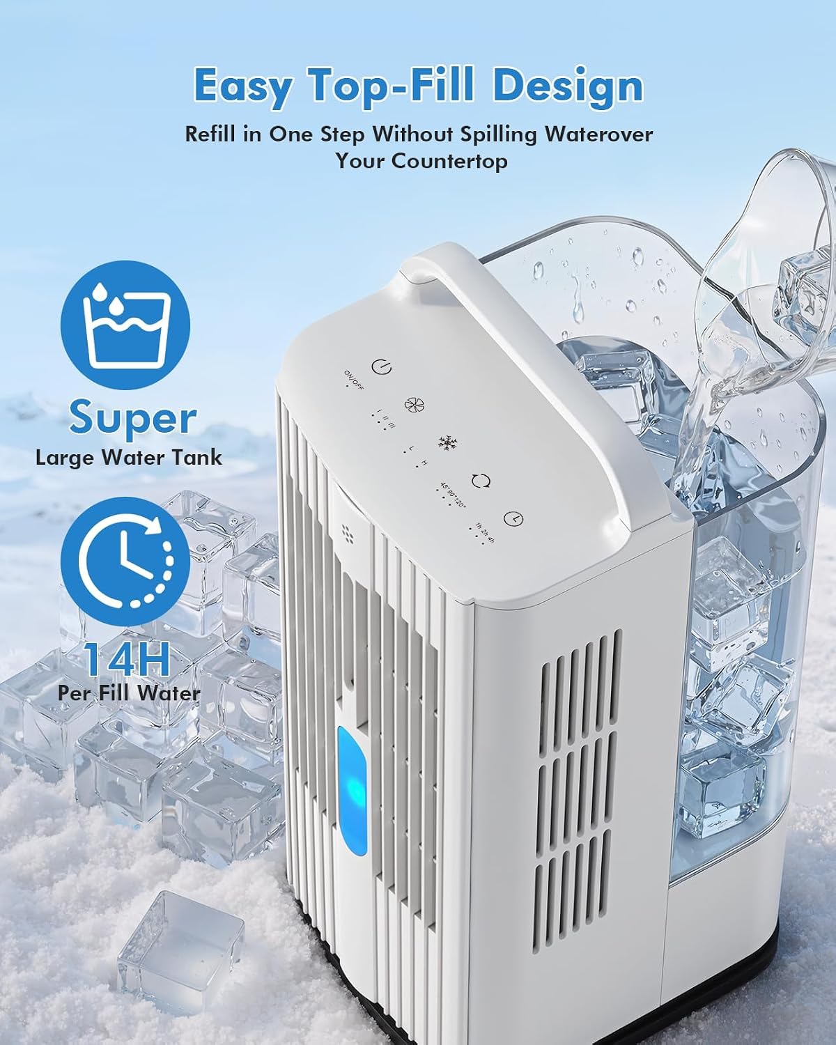 4-in-1 Portable Air Conditioners: 1700ml Tank Mini Air Conditioner with 120° Oscillating 16.5ft Remote - Evaporative Air Cooler with 3 Speed & 7 Lights 1-7H Timer - Portable AC Unit for Bedroom thumbnail