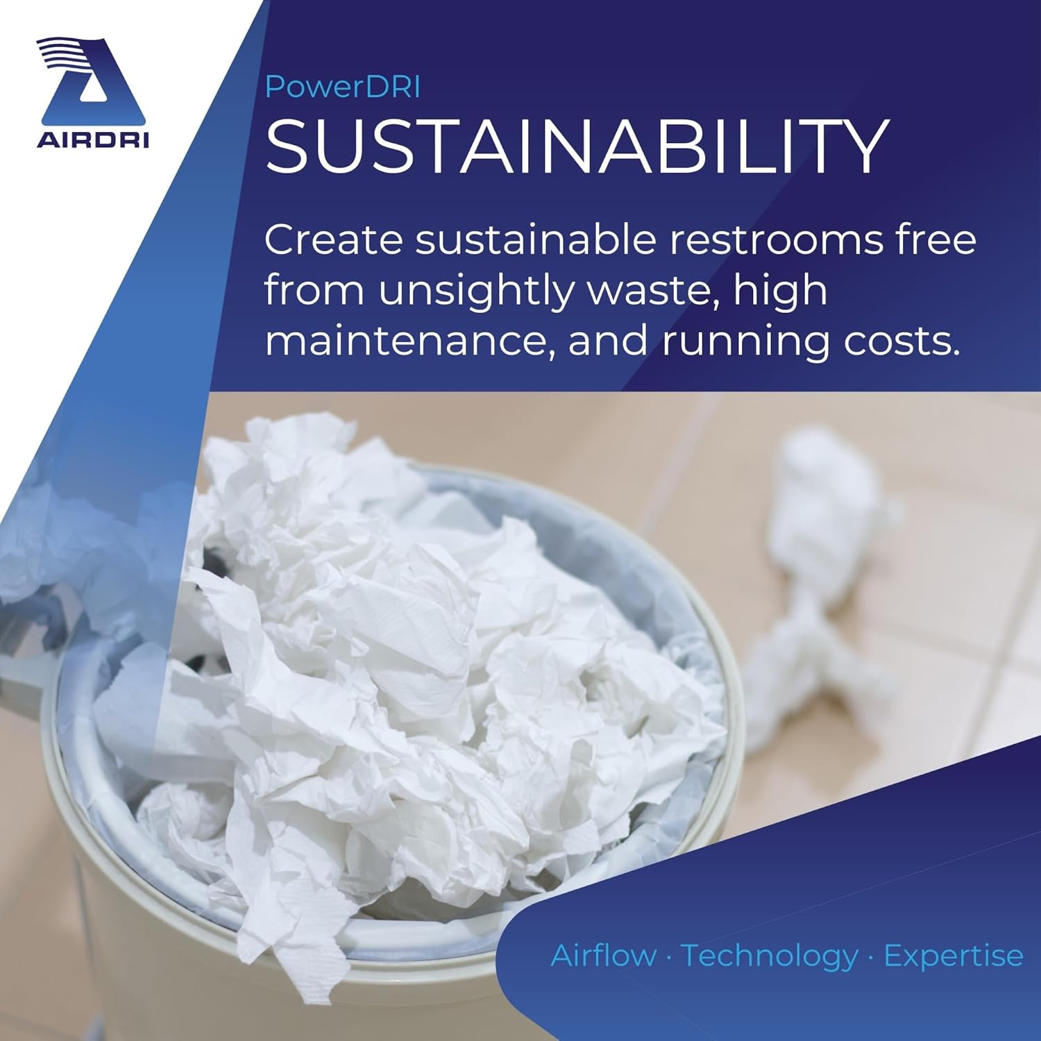 PowerDRI Automatic Hand Dryer - .8kW Low Energy Motor - 10-Second Dry Time - H13 HEPA Filter - 75dBA Noise Output - ADA Compliant - Ideal for High-Traffic Businesses and Venues - White