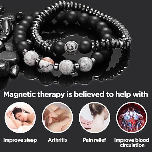 Miniatura 3 de Regalos para mujeres, regalos para mujeres, pulsera magnética para artritis, terapia de joyería saludable para dormir, pulsera de hematita, joyería