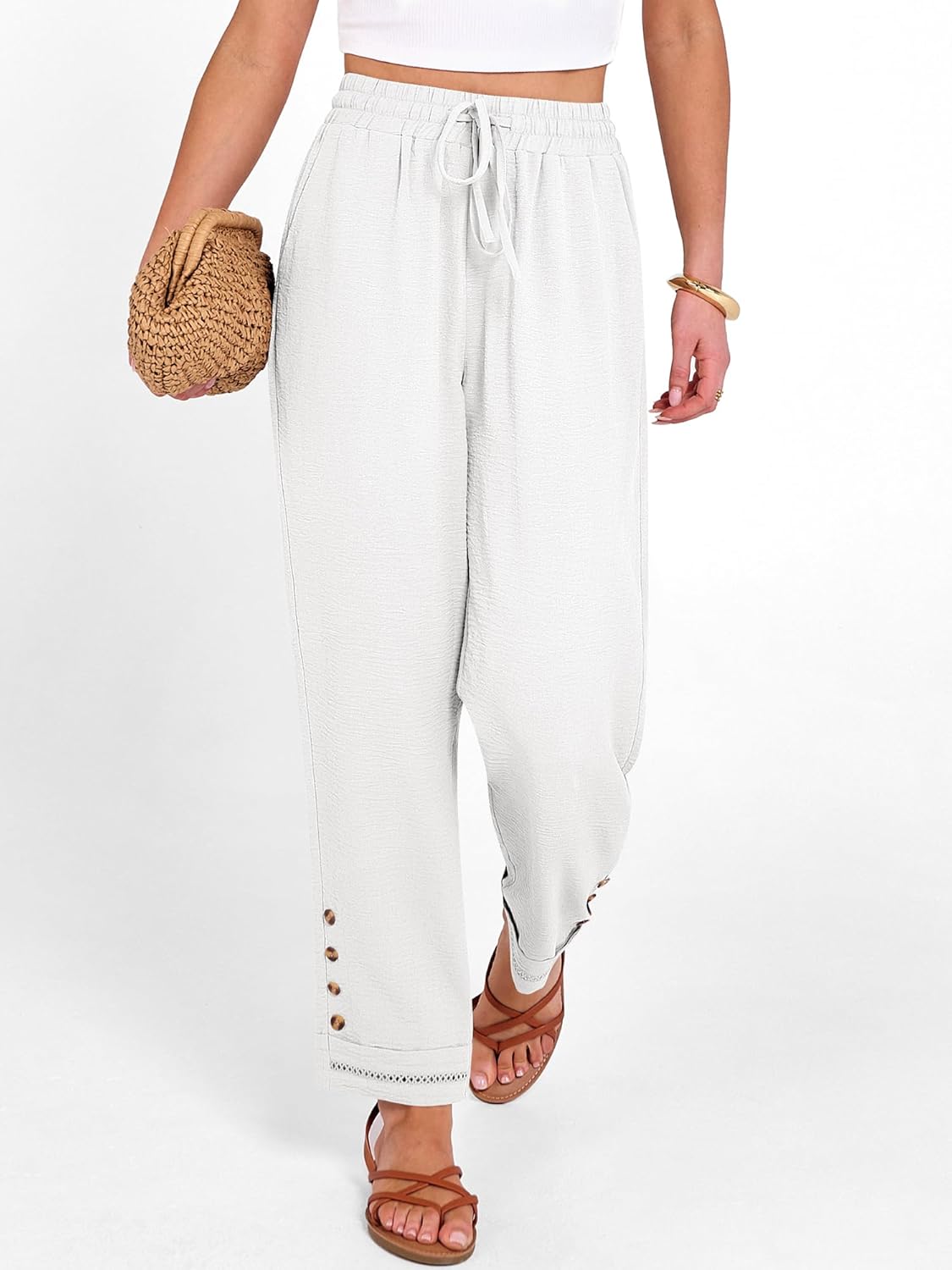 ANRABESS Womens Casual Cropped Pants Drawstring Elastic Waist 2026 Summer Loose Ankle Work Trousers with Pockets - Image 3