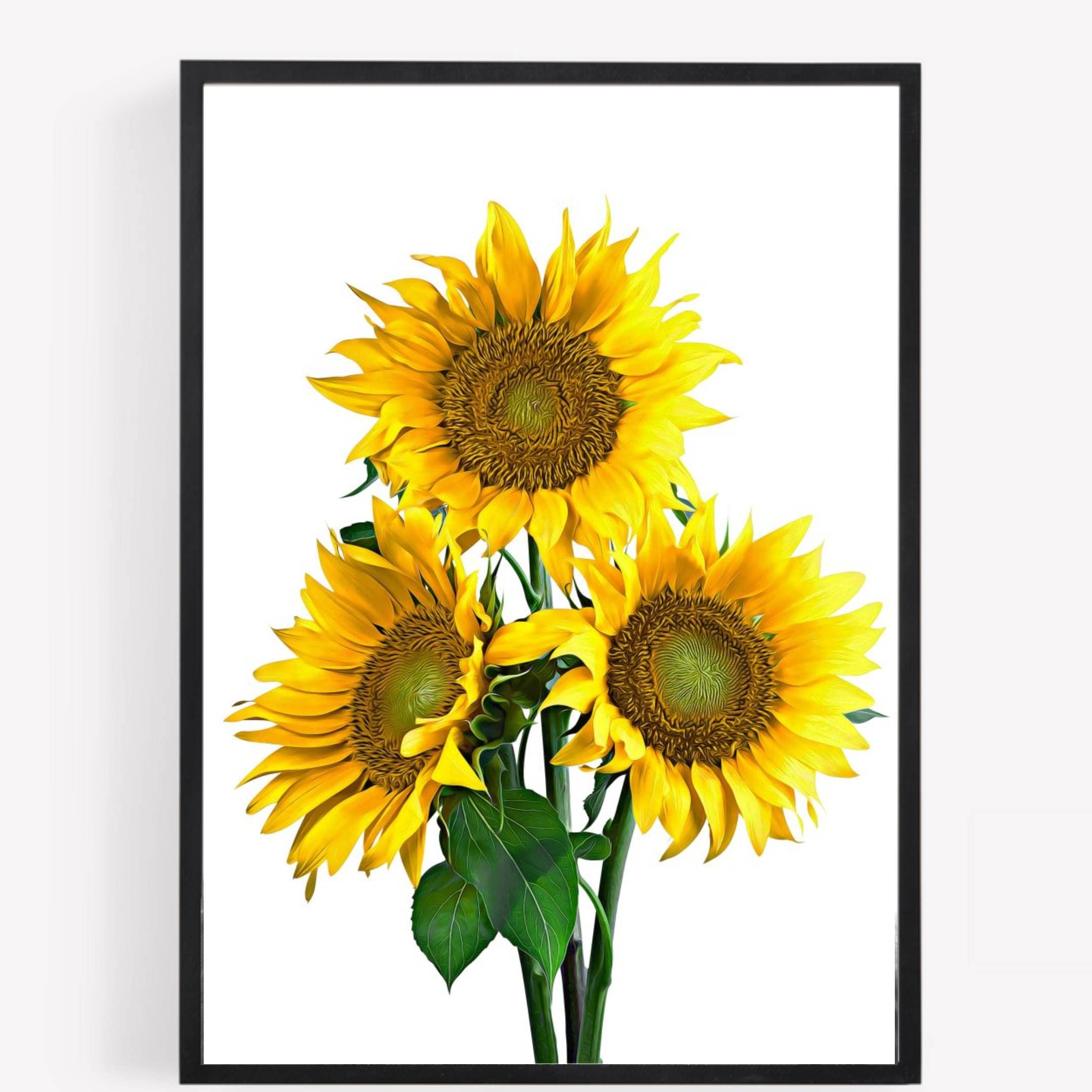 Gfc Black White Sunflowers Sunflower Yellow Print Picture Poster Gift A4 Unframed 1 Wall Art Home Decor Decorating Colour