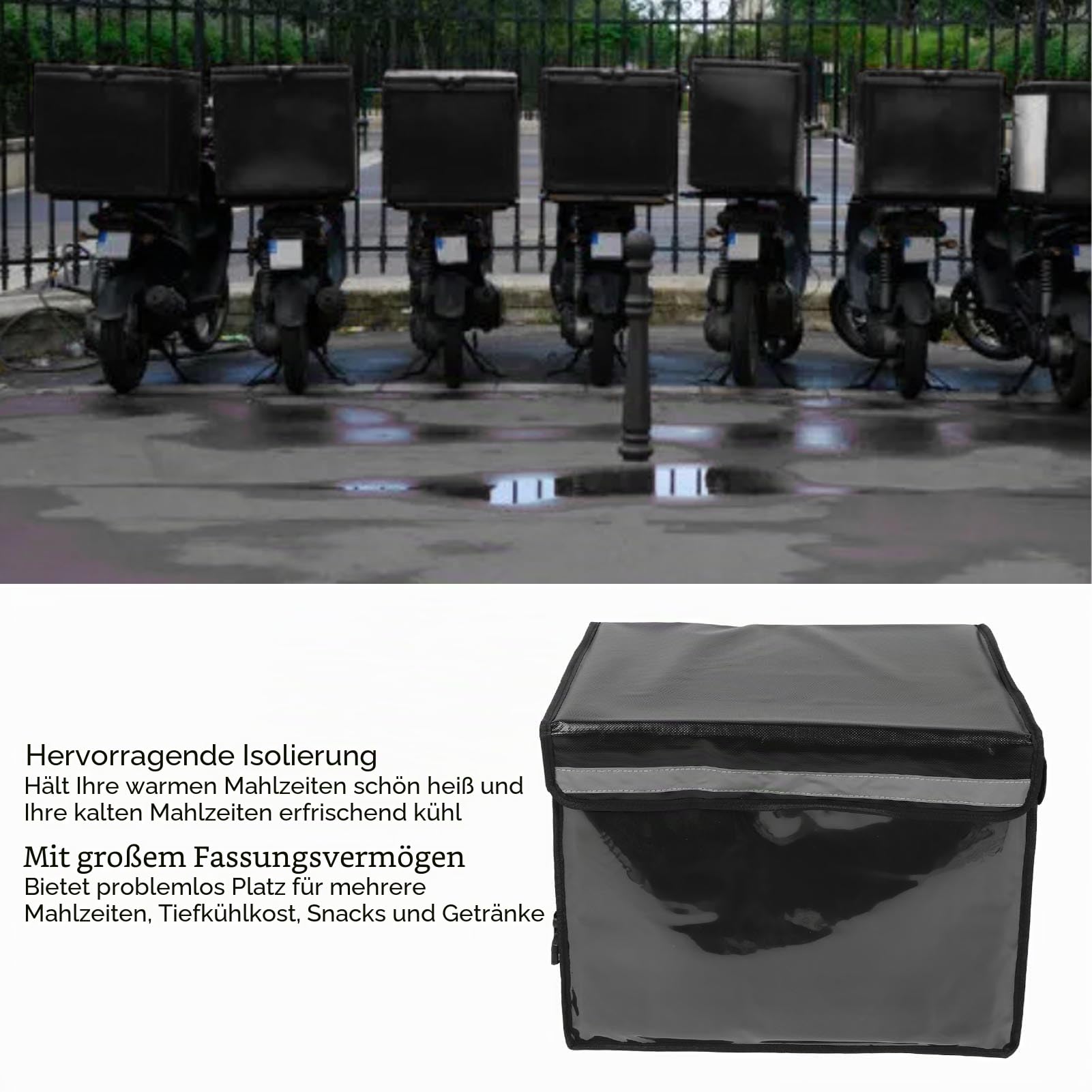 Isolierte Lebensmittel-Liefertasche, wasserdicht, isoliert, wiederverwendbar, Einkaufstasche, Kühltasche mit Reißverschluss, hält Lebensmittel warm, Catering-Therma für Doordash, Lieferleute