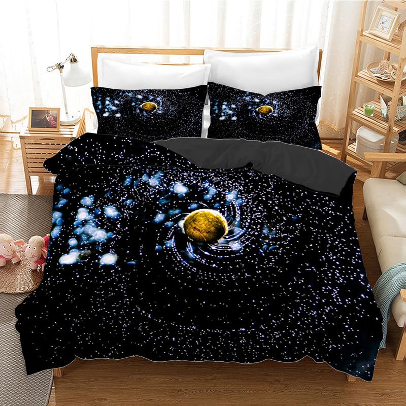 Housse de couette 90x190 étoiles noires avec taie lit enfant