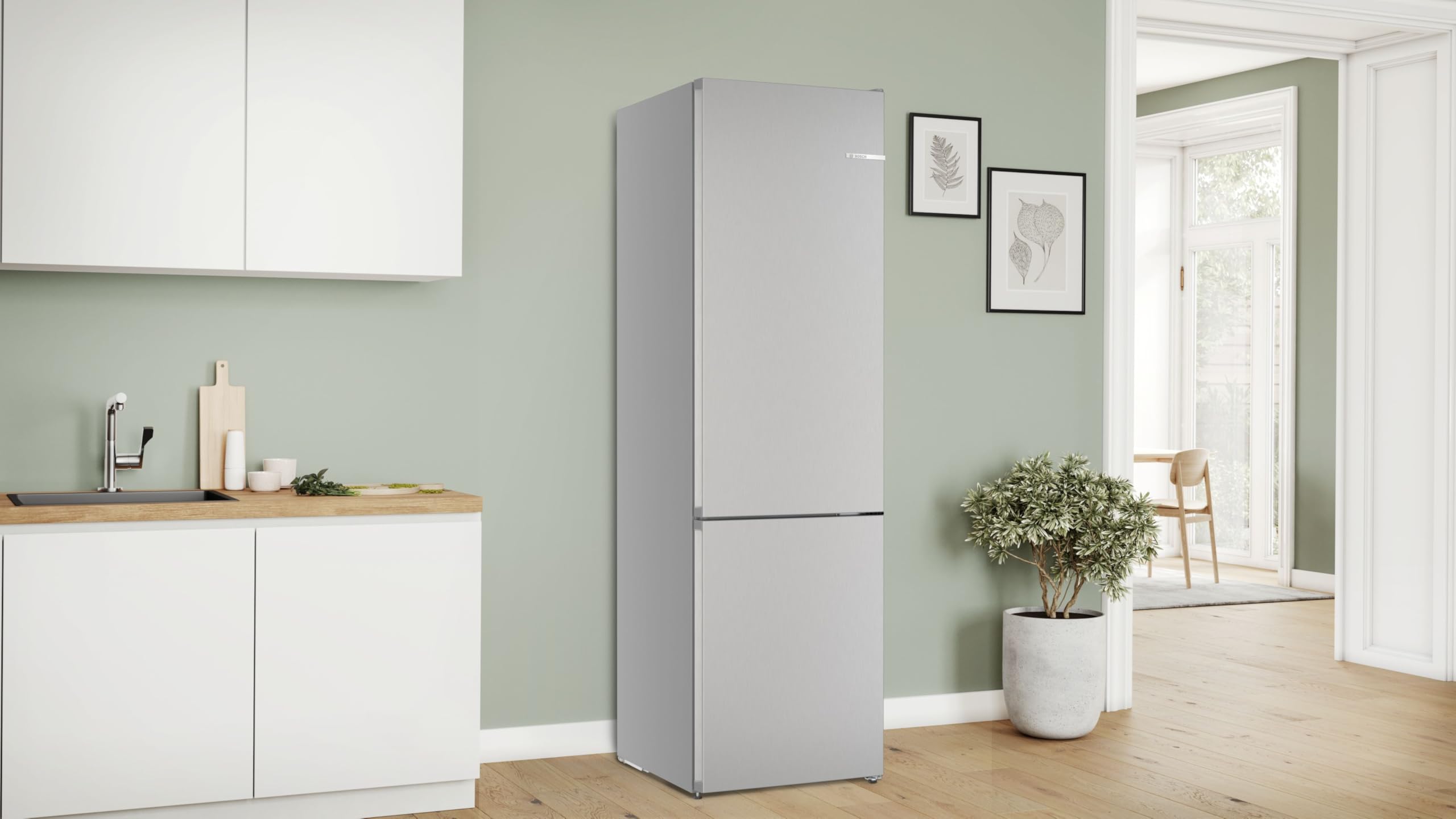 Bosch KGN392LAG Serie 4, Frigorifero combinato da libera installazione, Total No Frost, VitaFresh XXL: Spazio extra-large per i tuoi cibi freschi, PerfectFit, Luce LED, Acciaio, 203 x 60 cm