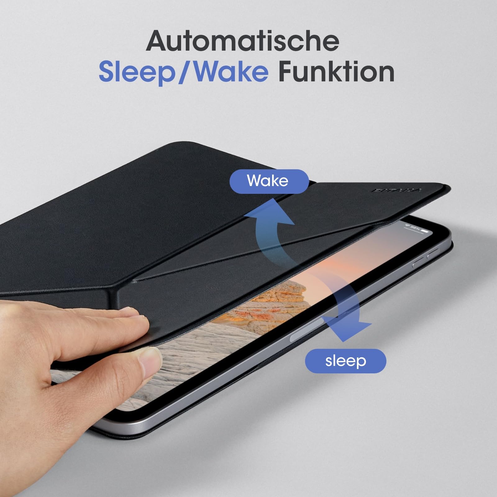 pitaka Hülle für iPad Air 11 M4/M3/M2 mit Stifthalter Folio 2 Schwarz | Hülle für iPad Air 11 2026–2024 & Pro 11 2022-2018 mit Stifthalter aus PU Leder Magnetständer ideal für Studium & Zeichnen