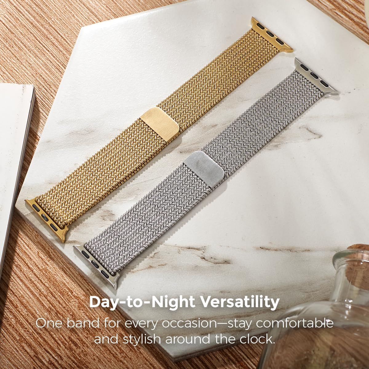 My Pretty Strap - Compatible Apple Watch Band Strap, Stainless Steel Fashion iWatch Replacement Strap- Easy Resizing, No Tool Needed, Fits Most Wrists- Series 1-11, SE and Ultra