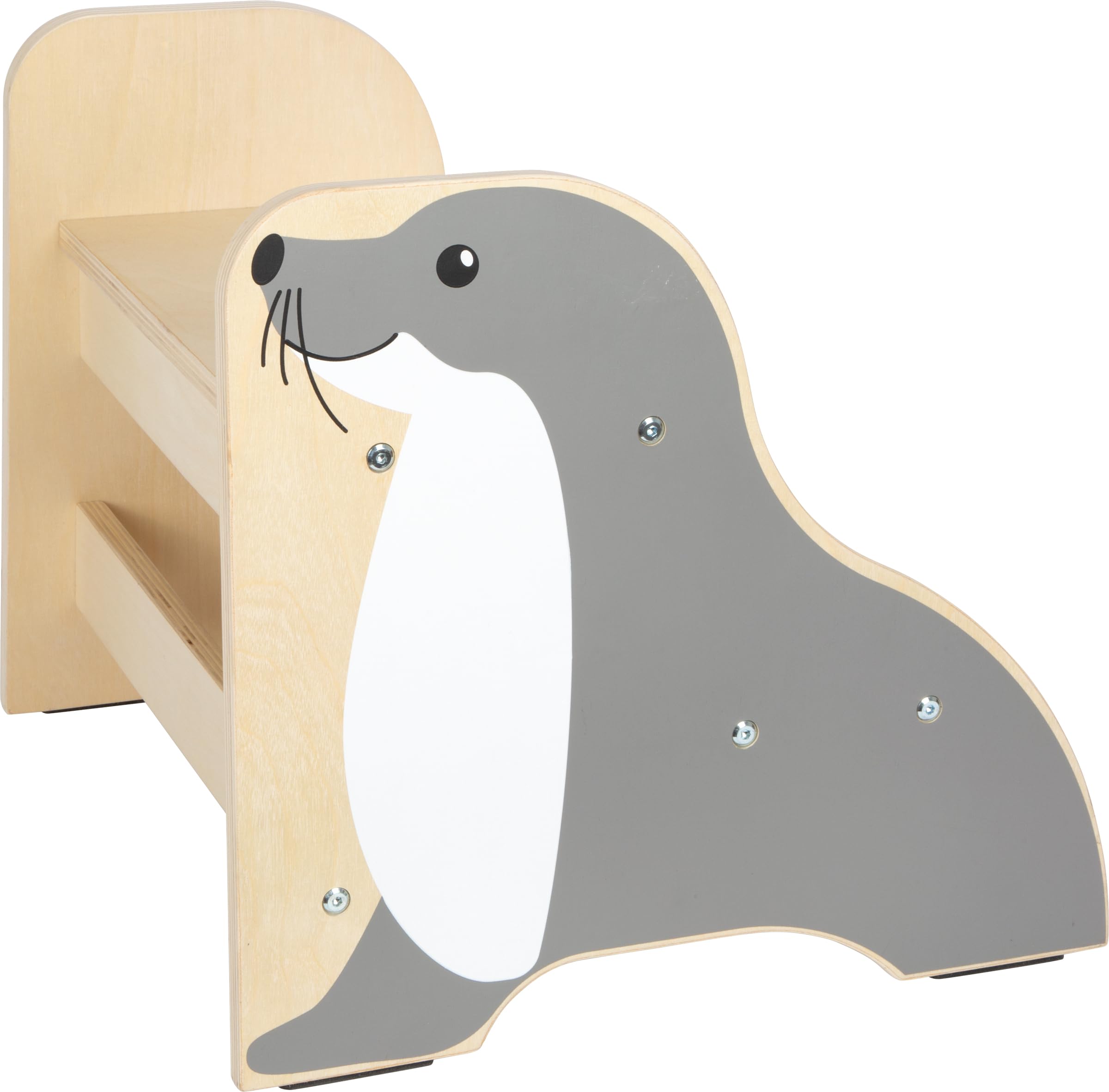 small Foot Tritthocker Seehund „Wildlife“ aus Holz, Stabiler und Rutschfester Hocker im Seehund-Design, bis max. 150 kg, für Kinder ab 2 Jahren, 12669