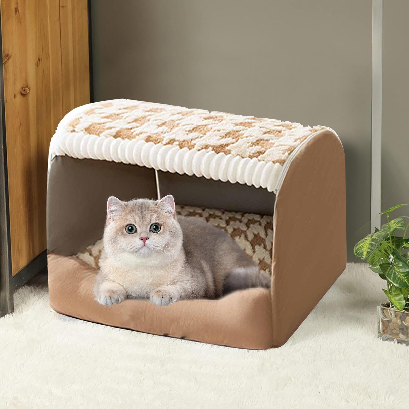 Gemütliches kleines Haustierbett | Indoor Kätzchen Versteck | Rutschfestes wasserdichtes Katzenhaus | Haustierbett für Indoor-Katzen, bequemes Katzenzubehör, perfektes Versteck für Katzen und Kätzchen