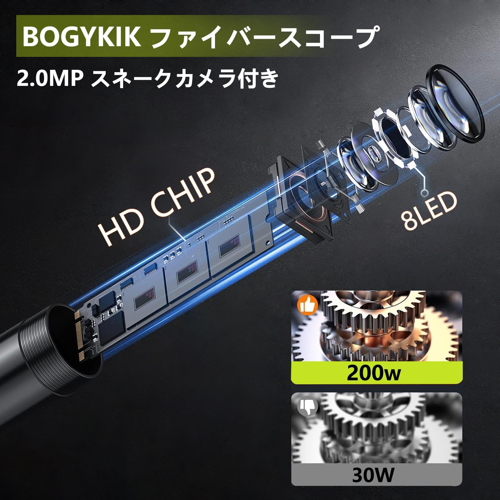 Smart Band Endoscopio Móvil BOGYKIK 5M - Cámara HD 1080P, 8 Luces LED, Impermeable IP67, Para Android/iPhone Endoscope 8 Luces LED - 5