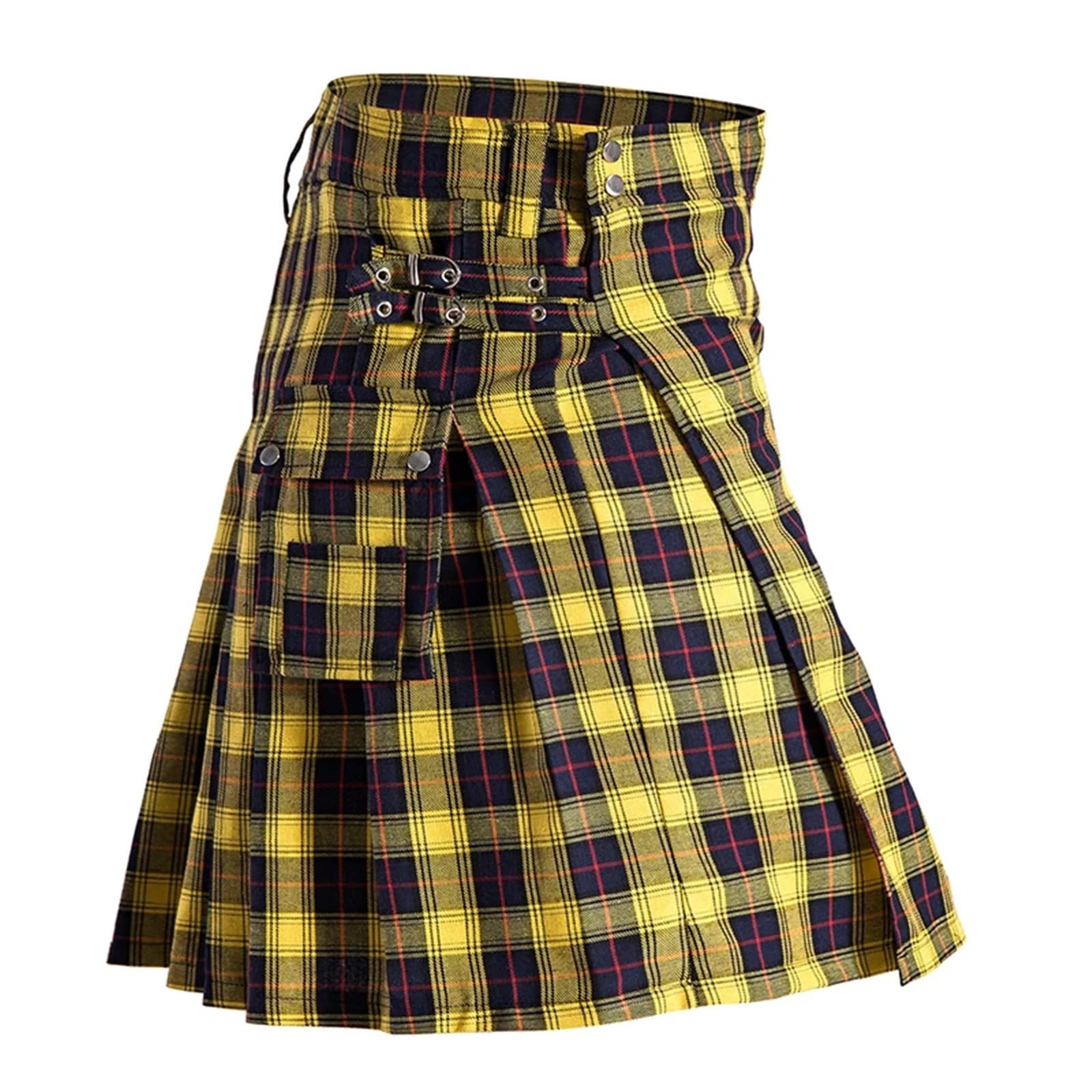 Kilt per Adulti Stile Etnico Uomo Donna Gonna Scozzese Kilt Scozzese in Cotone per Matrimoni(Color3,M(Waist 35inch))