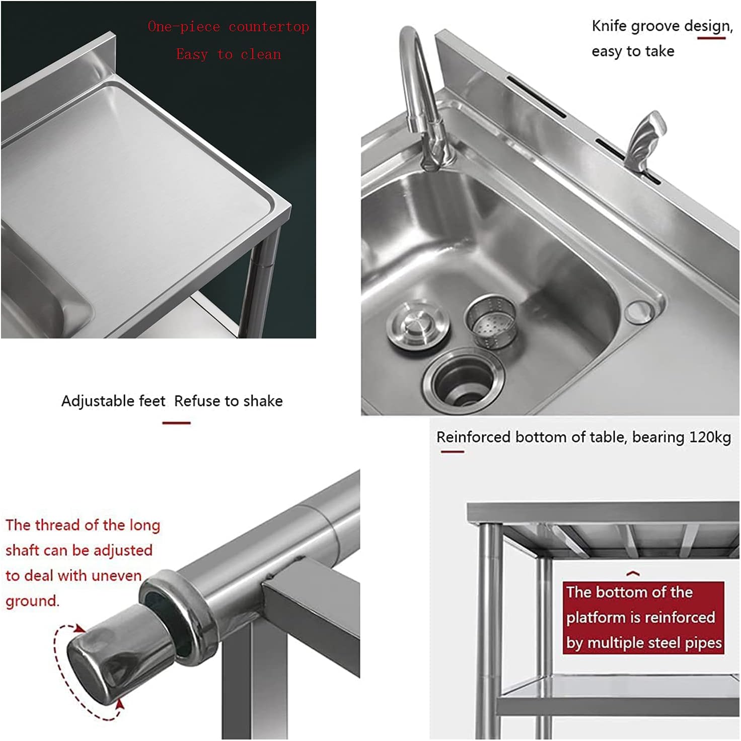 業務用ステンレススチールシンク、キッチンシンク、 2 洗面器ダブル