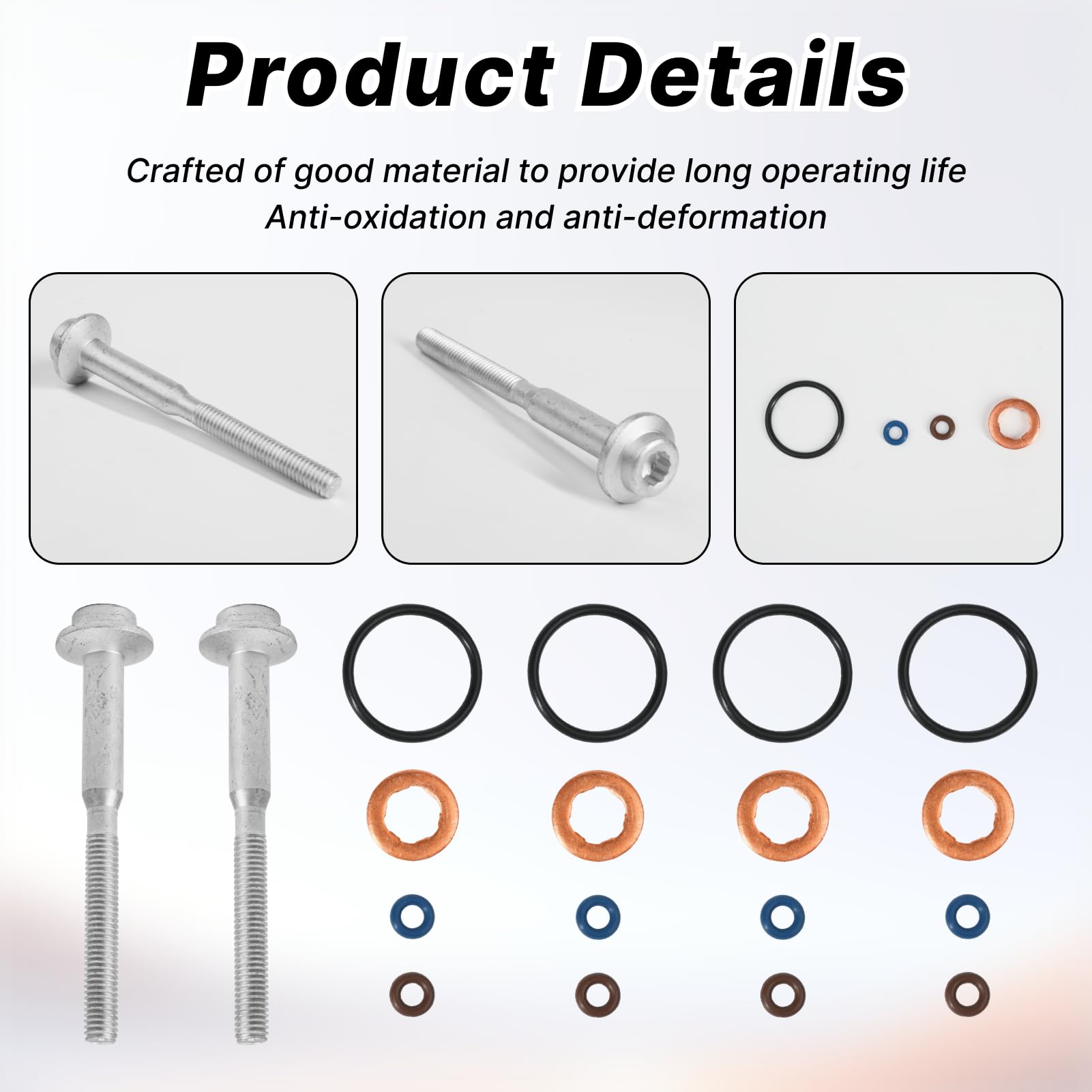 joints injecteurs 1.6 TDI et vis d'injecteur compatibles avec A1 8X A3 8P Golf Polo Touran Fabia Roomster Octavia Polo Vento Caddy Jetta 03L130277B A2C59513554 883.670 WHT003187