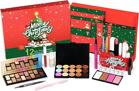 Makeup Calendar Advent, 12 Days Countdown Christmas Collection 2024 | Perfect Beauty Makeup Set for Holiday Parties and Events for Mom, Wife, Sister, Collectors