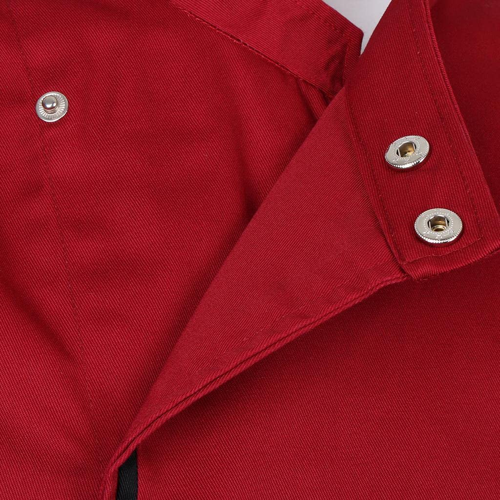 #N/A/a Chaqueta Vintage de Manga Larga para Hombre Y Mujer, Abrigo de Trabajo para Cocinero, rojo, METRO