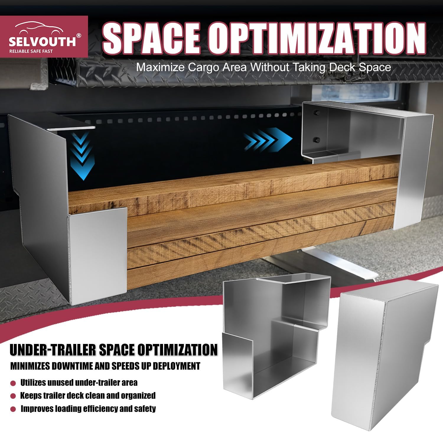 Aluminum Dunnage Rack 20"x15" Bolt-On Holder for Flatbed and Utility Trailers, Trailer Organization Accessory-1 Pair