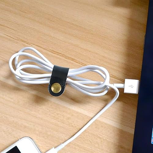 Miniatura 8 de 25 correas de cuero para organizar cables portátiles para auriculares, regalos para hombres