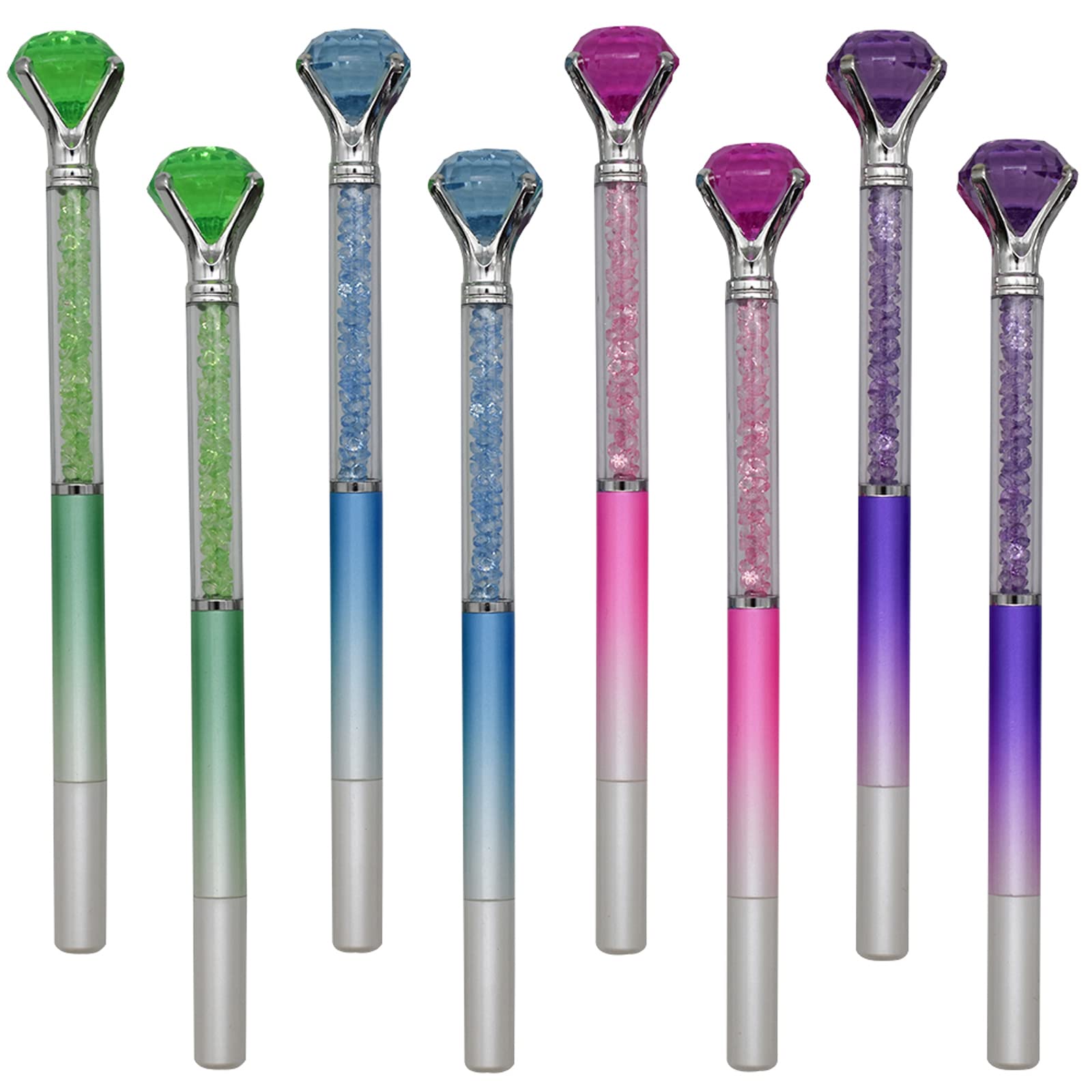 Maydahui 12 PCS Colorful Diamond Rollerball Gel Pen Crystal Quicksand Pens Rhinestones Gem Pen Black Ink for School Office Wedding Party