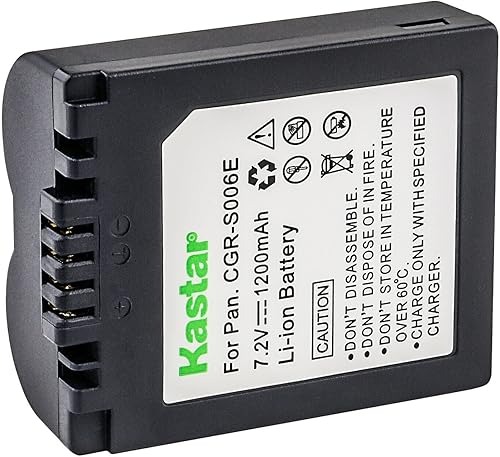 Miniatura 4 de Kastar Paquete de 2 baterías de repuesto CGA-S006 para Panasonic CGA-S006, CGA-S006e, CGR-S006, CGR-S006e, DMW-BMA7, cargador Panasonic DE-A44,