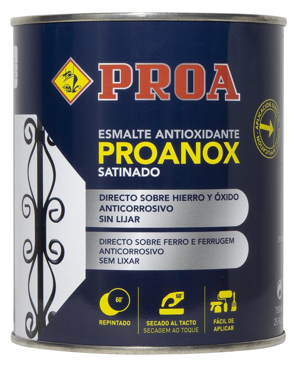 Esmalte antioxidante directo sobre óxido. SATINADO. RAL 7016. 750 ML. Pintar sobre hierro y óxido sin necesidad de imprimación. PROANOX. — view 8