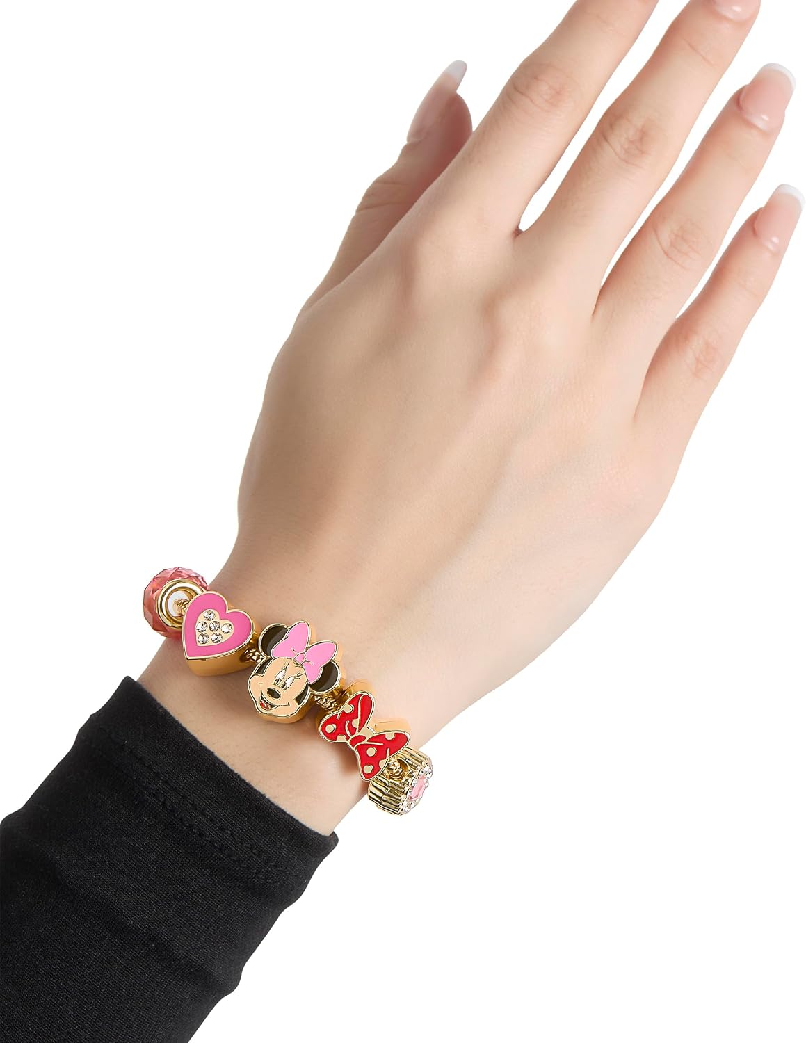 SALLY ROSE Charm Bracelets for Women, 7" Charm Bracelet with 6 Charms Featuring Stitch, Mickey and Minnie Mouse, Official License