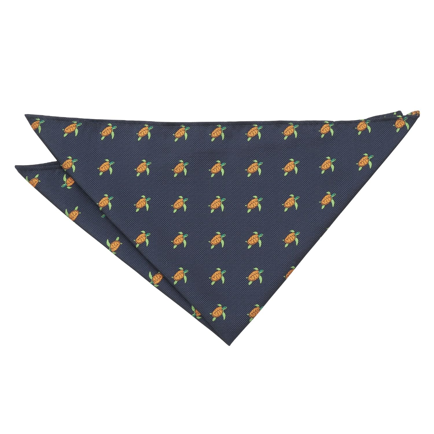 DQT Men's Embroidered Animals Novelty Handkerchief Pocket Square - Navy Blue Turtle