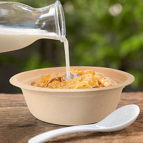 Miniatura 6 de FUNSUEI Paquete de 300 cuencos de papel desechables compostables de 12 onzas, cuencos de fibra de paja de trigo compostables, cuencos desechables