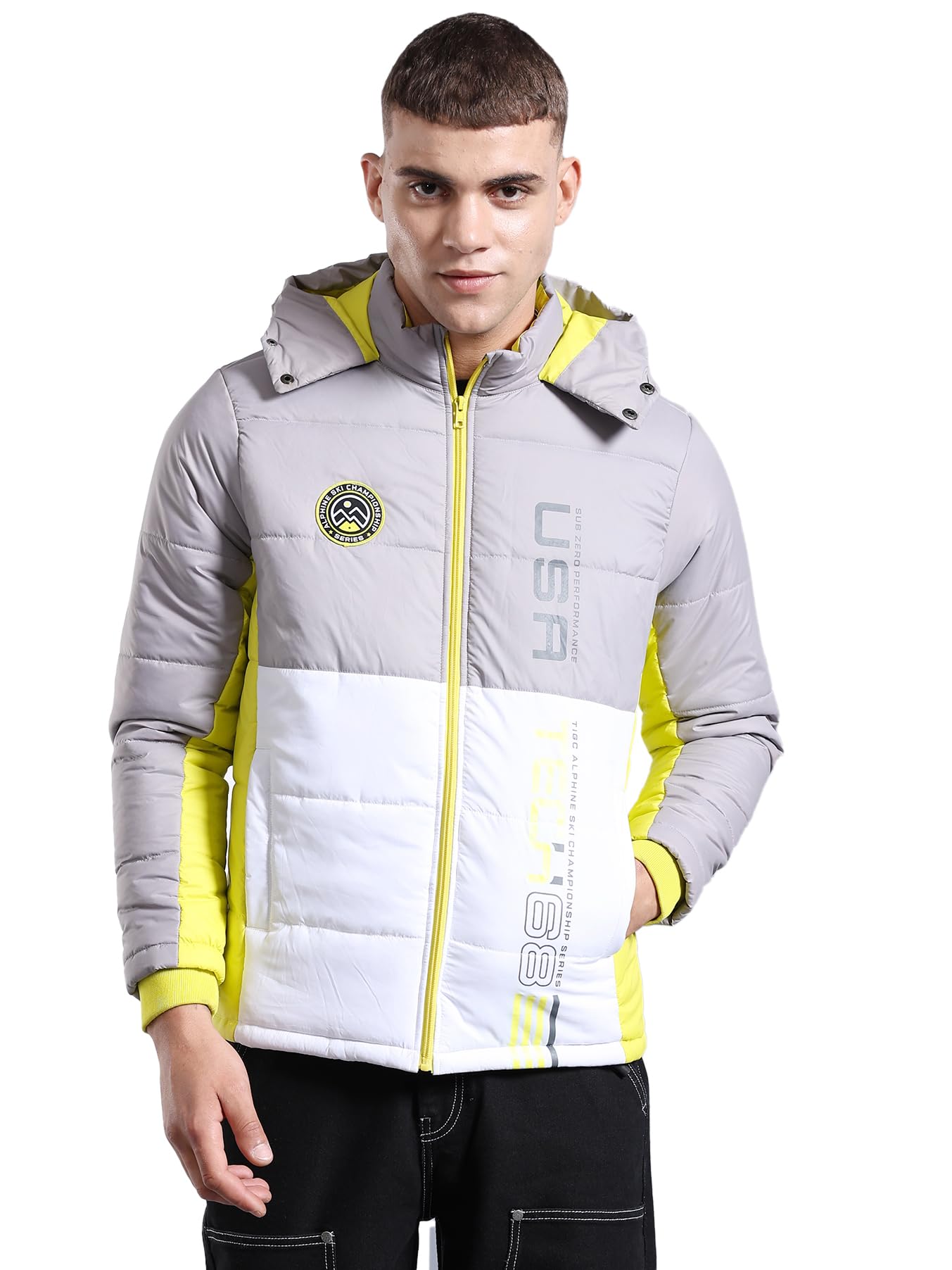the indian garage co Men Regular Fit Colourblocked Bomber Jackets-picture-12