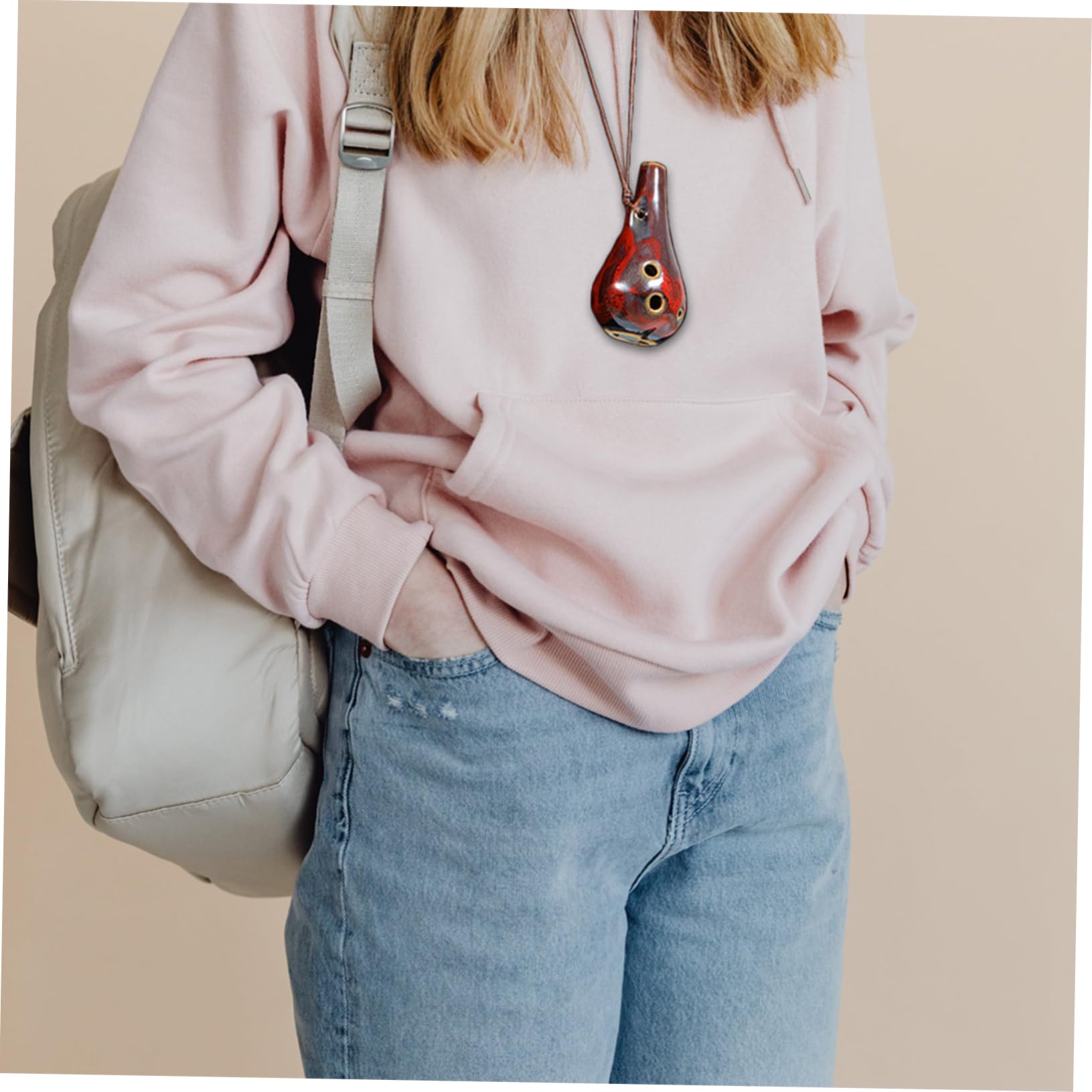 Yardwe Ceramic Ocarina for Beginners Portable Alto Music Instrument with Sound for Music Lovers Glaze Design