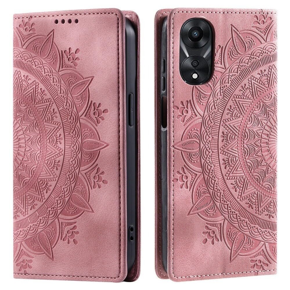 Genérico compatible con OPPO A77 5G Color: (oro rosa) patrón de piel tipo cartera con tapa