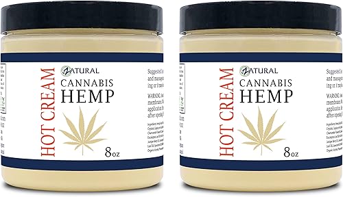 Zatural Crema caliente de cáñamo con mezcla de aceites esenciales, aloe, cáñamo y más (paquete de 2 unidades de 8 onzas)